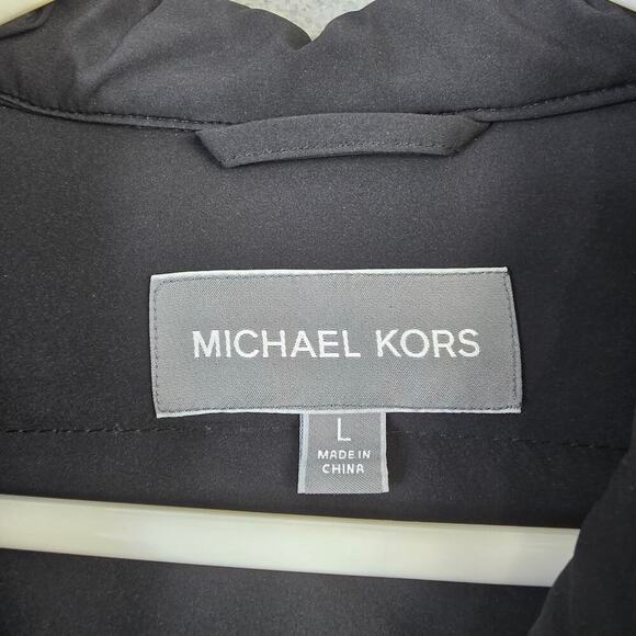 Michael Kors Puffer Down Jacket Men's Large Full Zip Pockets Winter Warm Black - Picture 5 of 10